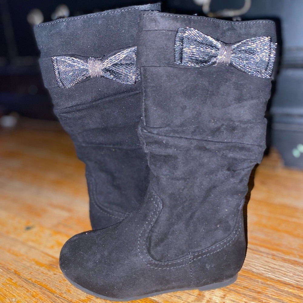 Okie Dokie Black Lil Mylana High Girs' Boots w/Bow